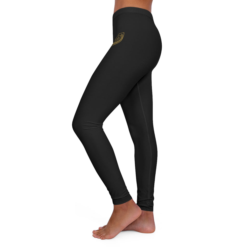 Ninety Minute | Gold Crest Logo All-Over Print Leggings | Women’s Skinny Fit Active Pants - Black