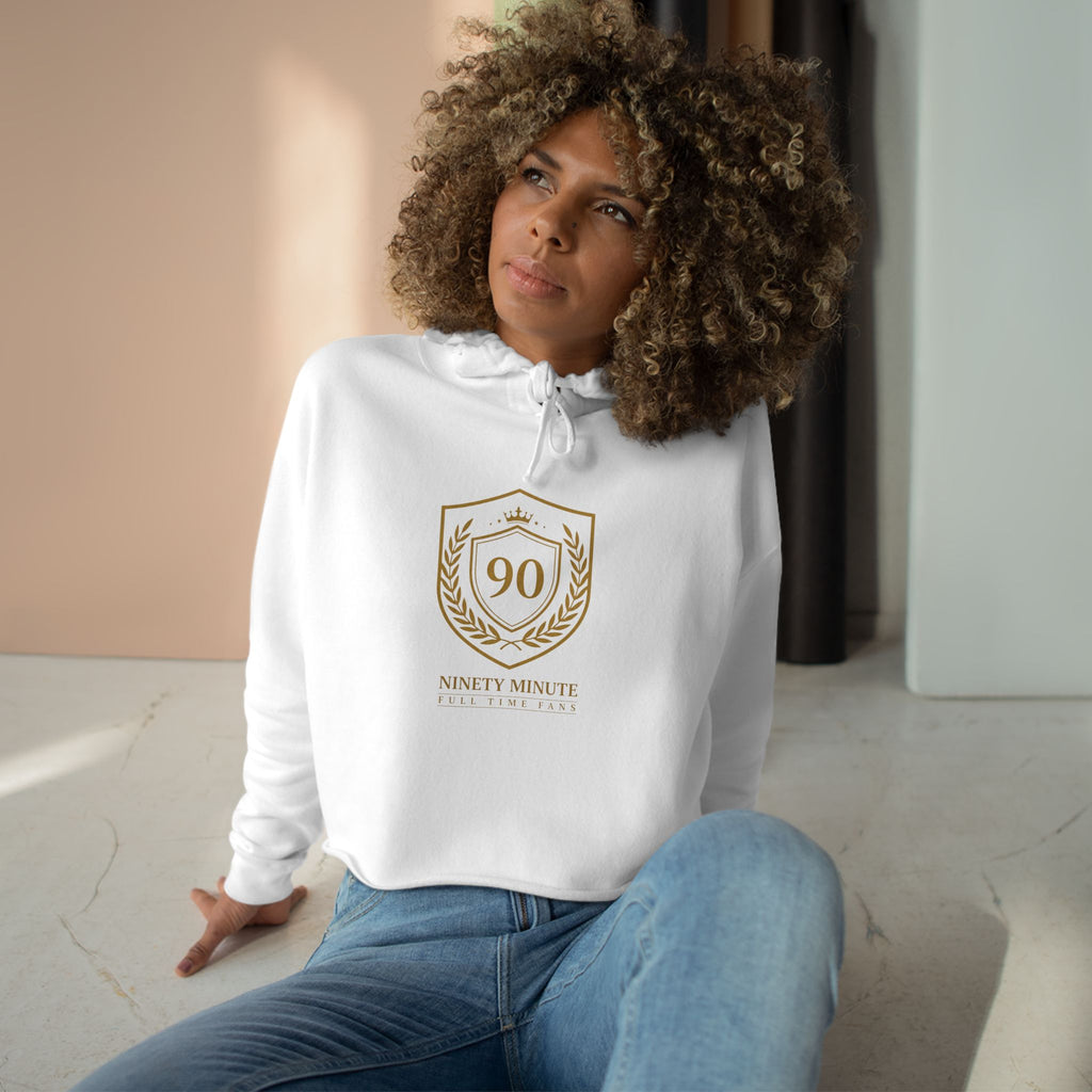 Ninety Minute | Gold Crest Logo Cropped Hoodie | Women’s Fleece Pullover