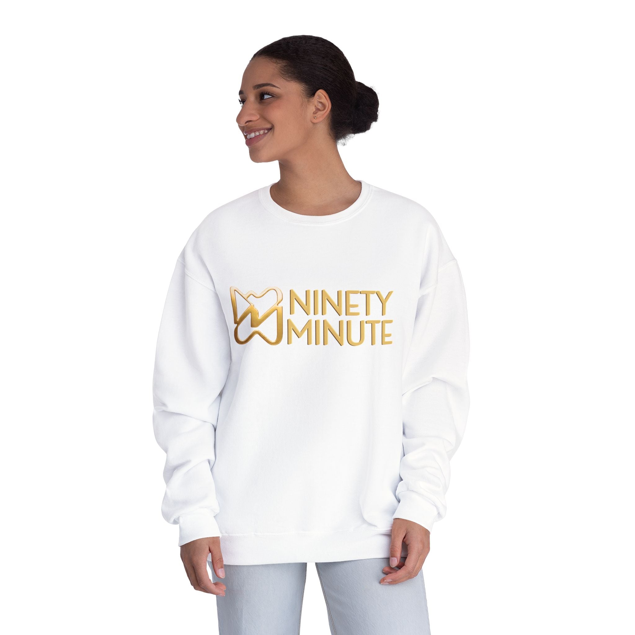 Ninety Minute NuBlend® Crewneck Sweatshirt – Women’s Large Wordmark (Black/White)