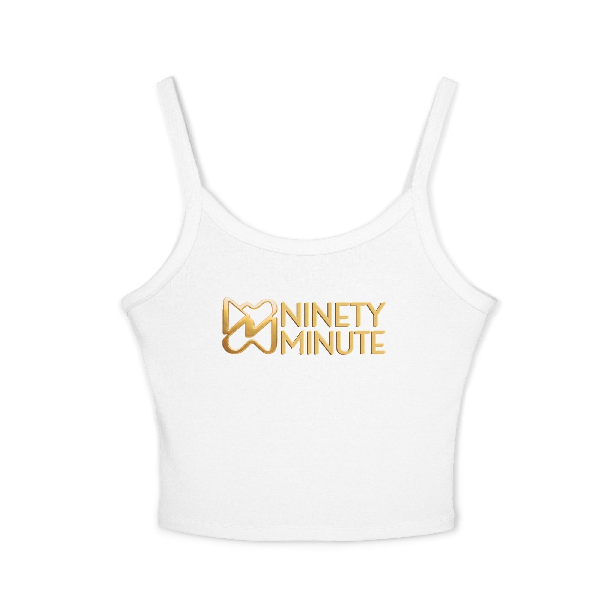Ninety Minute Women’s Gold Logo Crop Tank Top (Black/White)