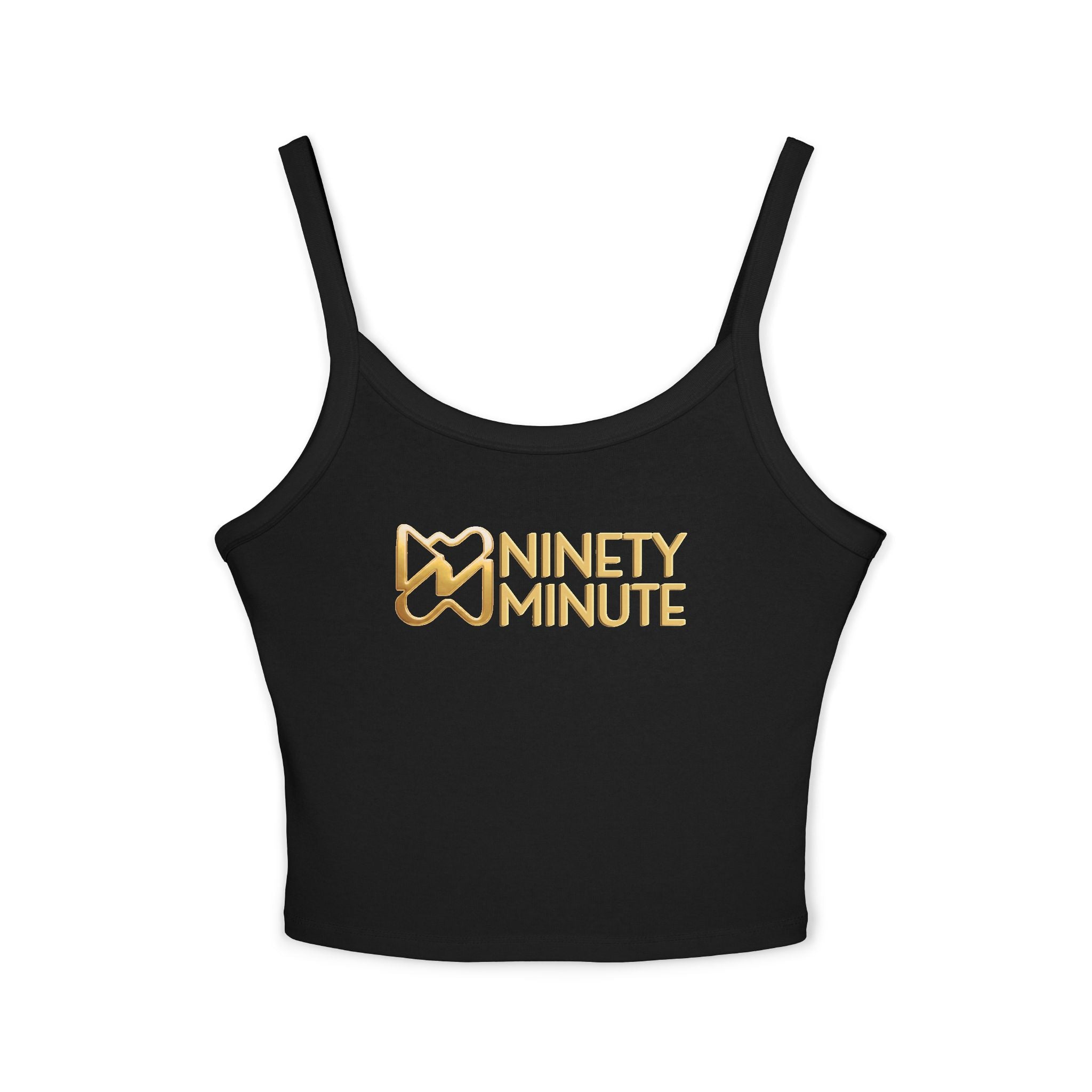 Ninety Minute, [White/Black], Gold Shield Logo Spaghetti Strap Tank
