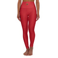 Spain Champions High-Waist Yoga Leggings — Red with Gold Crest