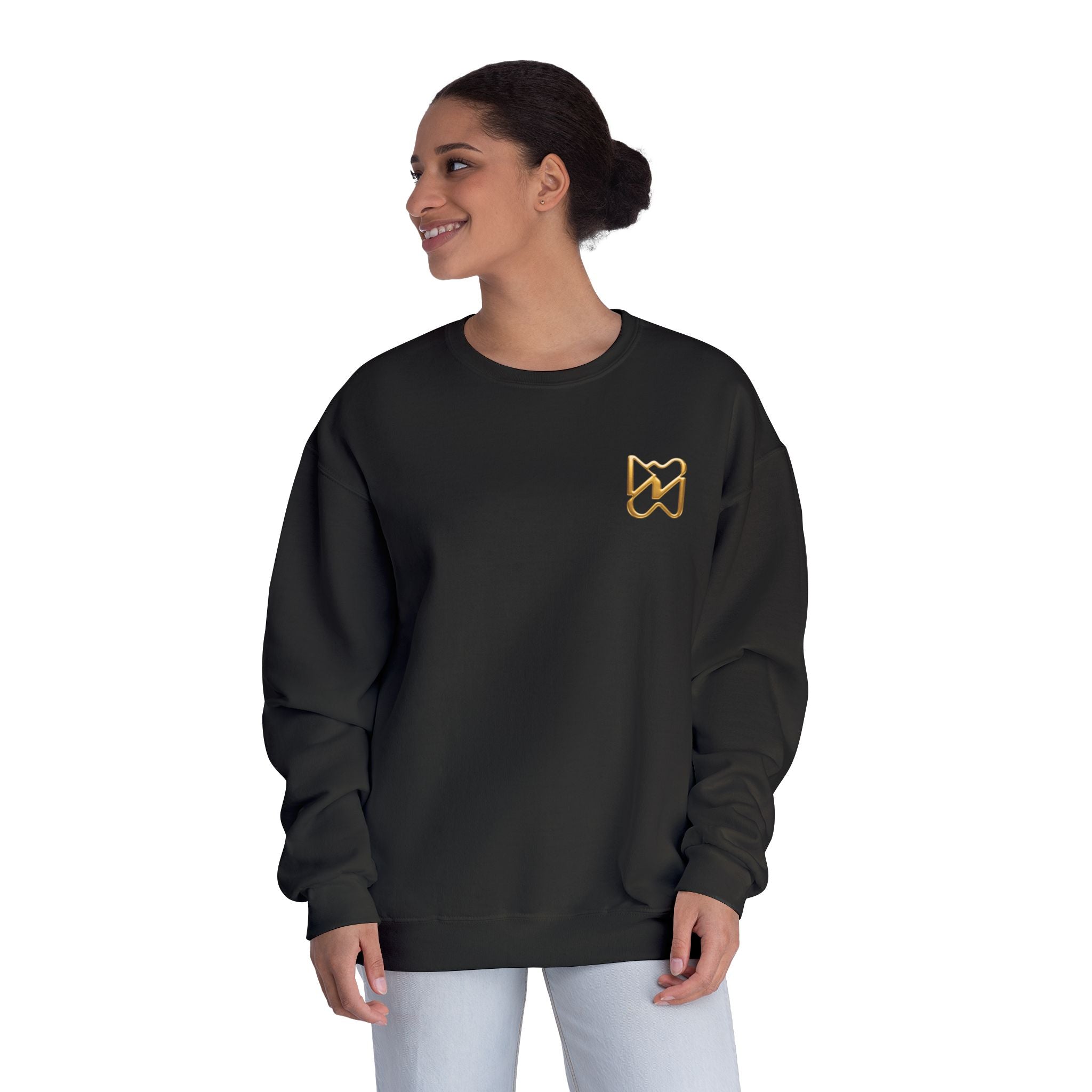 Ninety Minute NuBlend® Crewneck Sweatshirt – Women’s Small Emblem (Black/White)