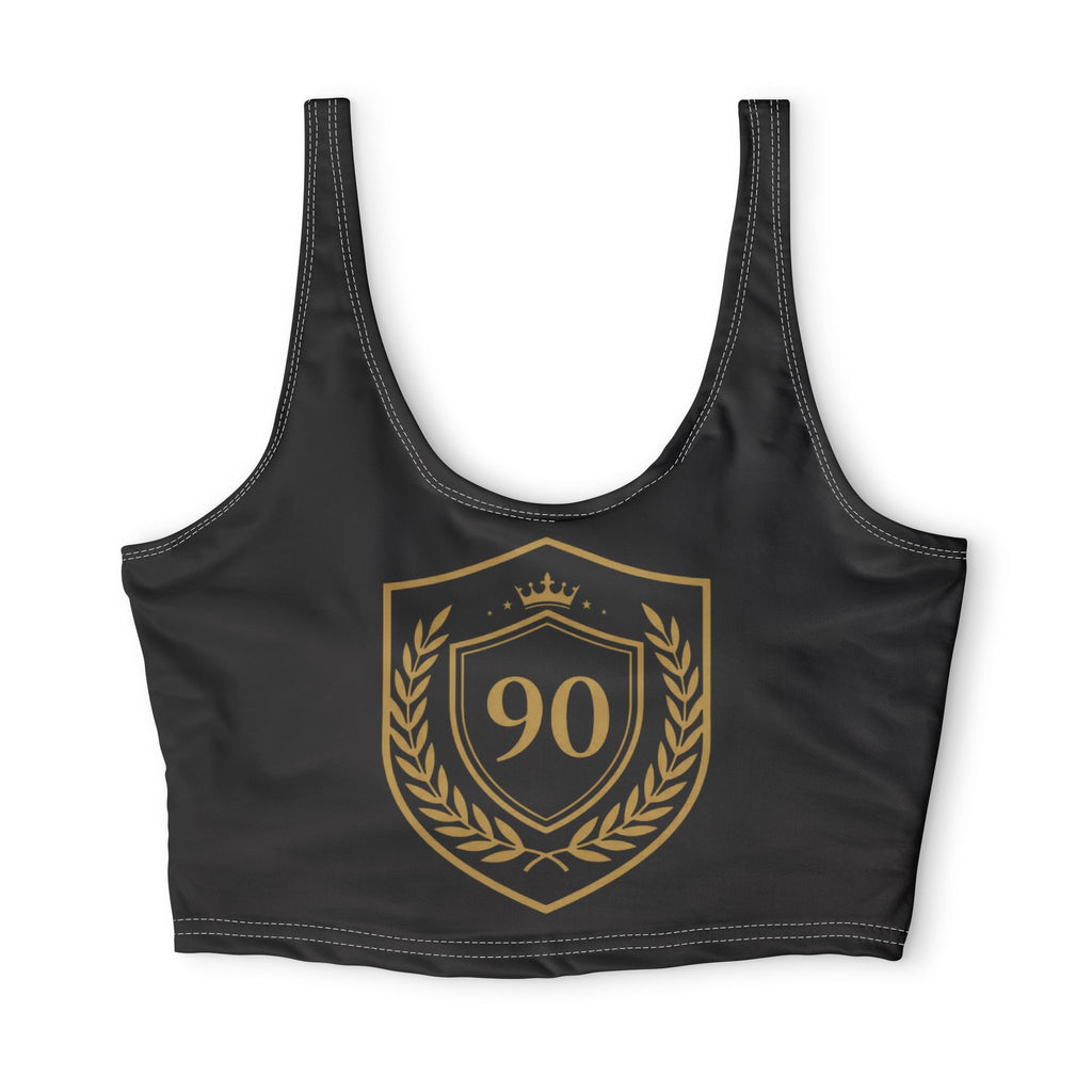 Ninety Minute | Gold Crest Logo Sports Bra | Women’s Polyester Bra Top - Black