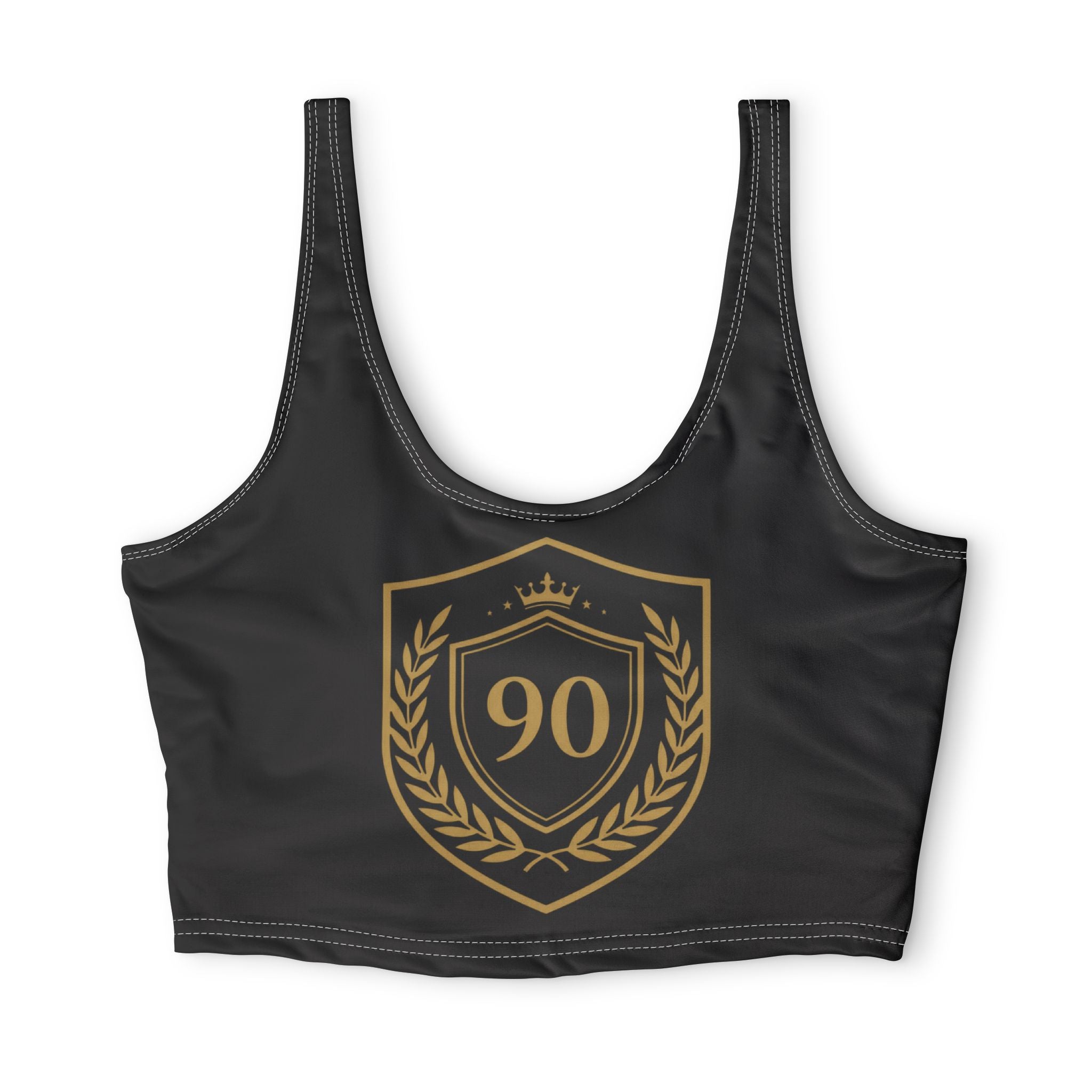 Ninety Minute | Gold Crest Logo Sports Bra | Women’s Polyester Bra Top - Black
