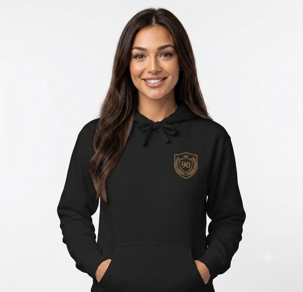 Ninety Minute | Gold Crest Logo Pullover Hoodie | Women’s Fleece Sweatshirt