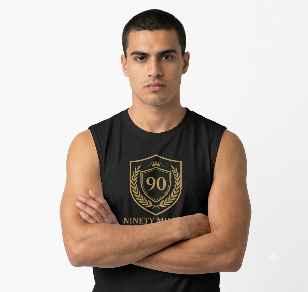 Ninety Minute Crest 90 Muscle Tank | Sports Soccer Training Tee
