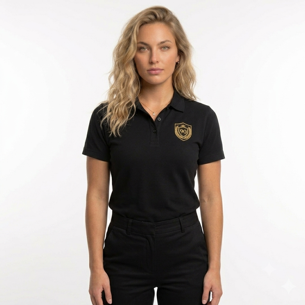 Ninety Minute | Gold Crest Logo Performance Polo | Women PosiCharge® Crewneck