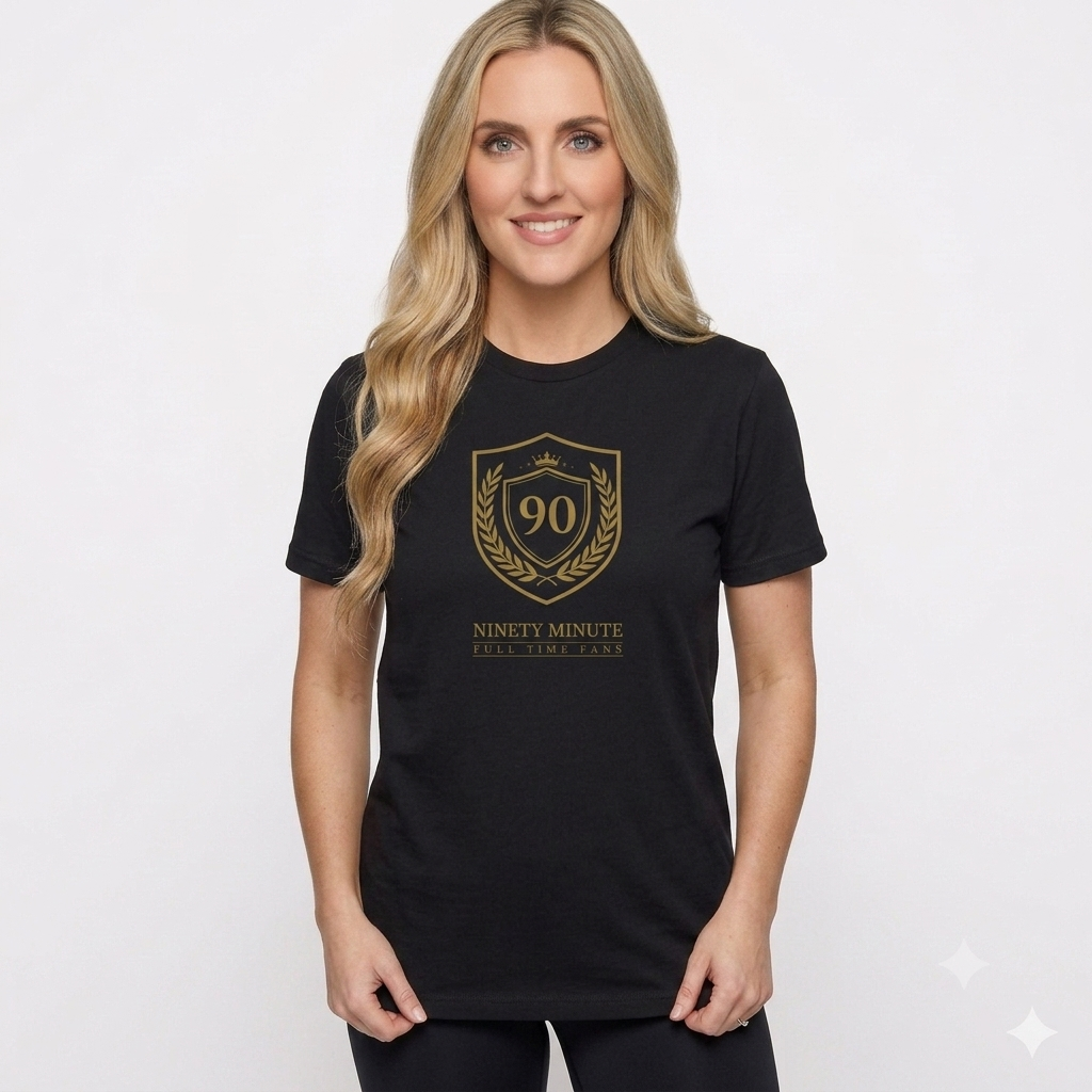 Ninety Minute Crest T-Shirt | Soccer Fan 90 Minutes Full Time Fans - Women