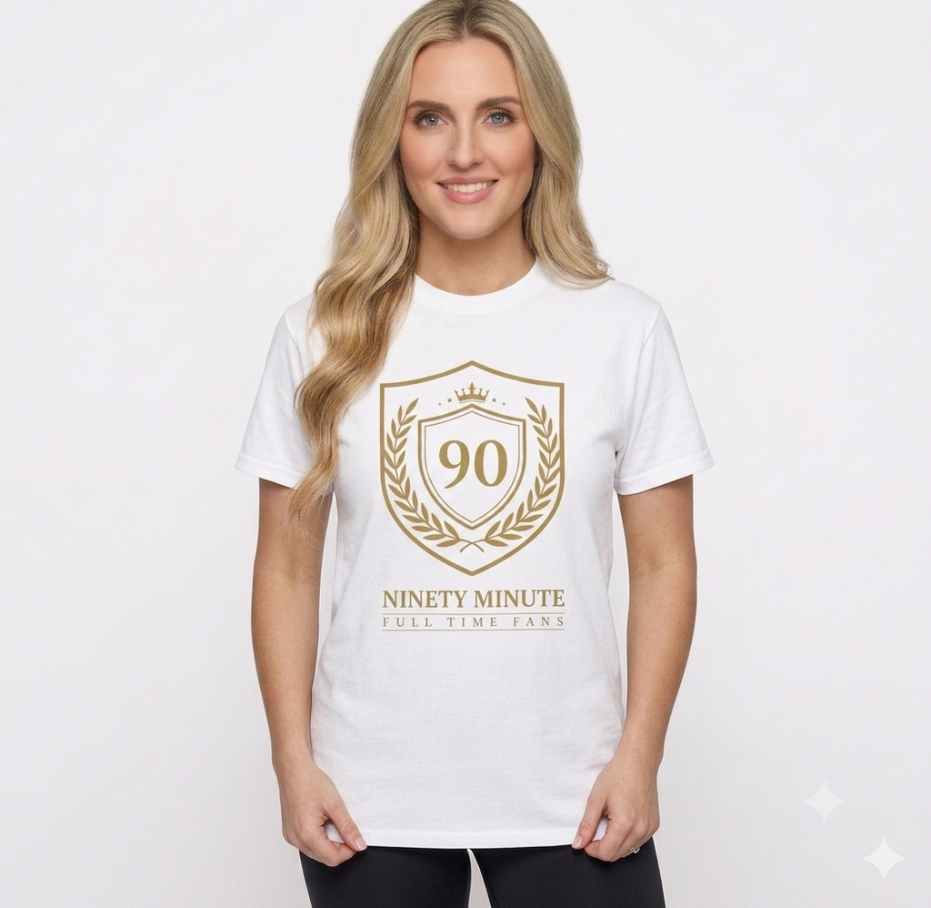 Ninety Minute Crest T-Shirt | Soccer Fan 90 Minutes Full Time Fans - Women