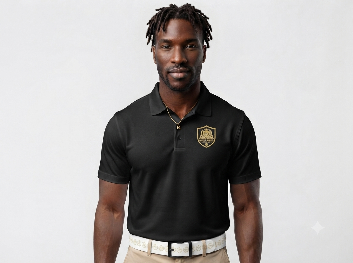 Gold Crest Emblem Polo Shirt | Sport Club Badge, Athletic Wear
