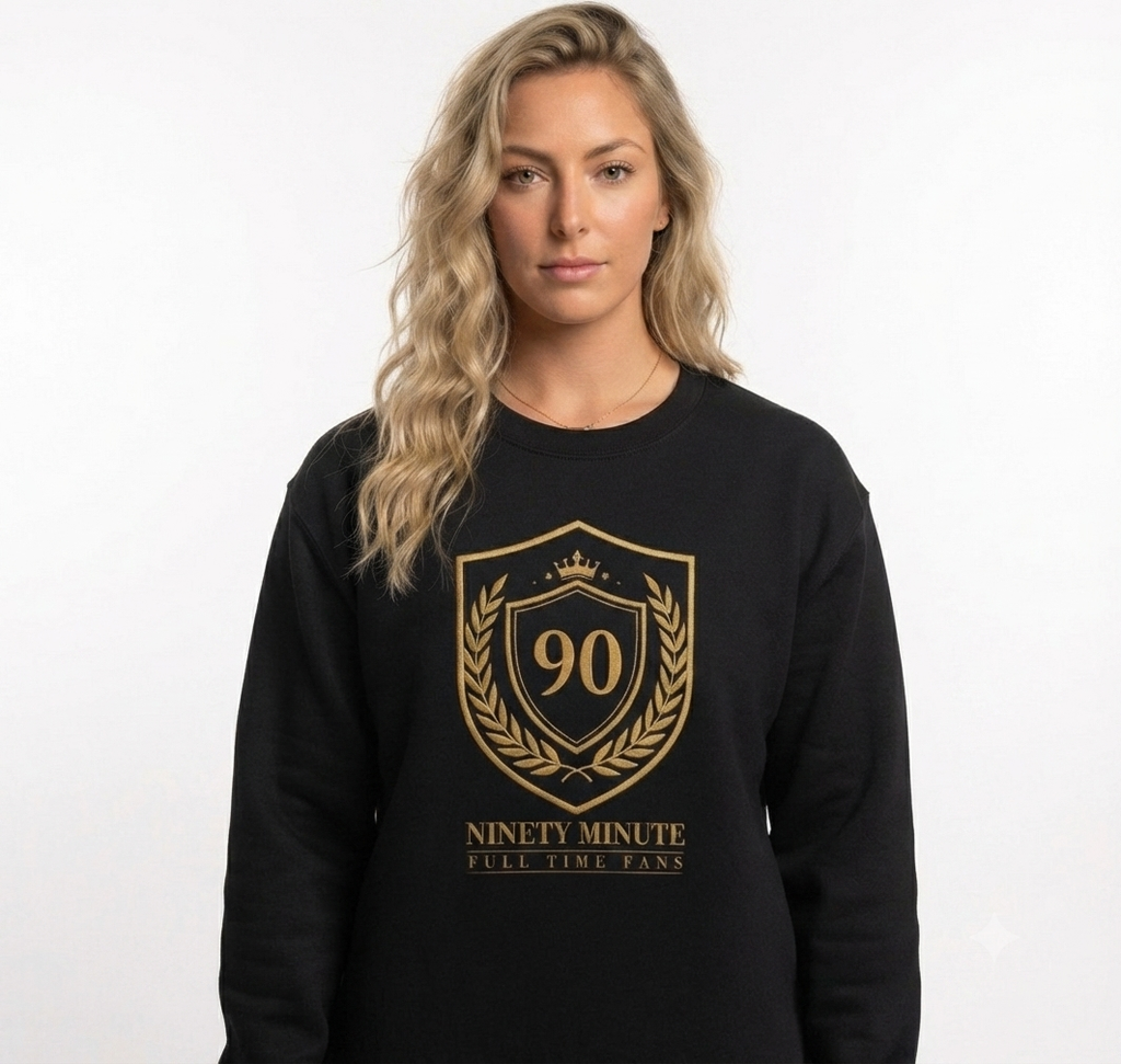 Ninety Minute — Gold Shield Crewneck Sweatshirt | Full Time Fans - Women