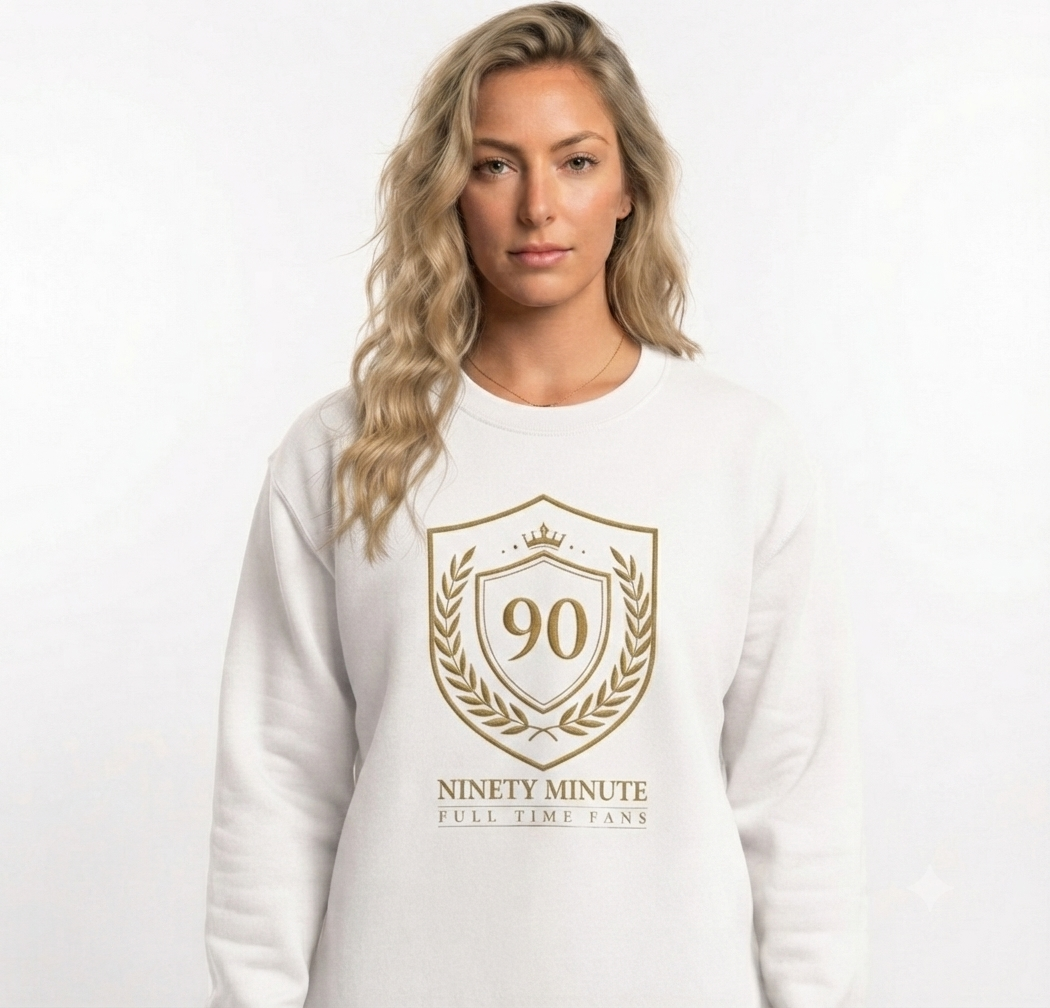 Ninety Minute — Gold Shield Crewneck Sweatshirt | Full Time Fans - Women