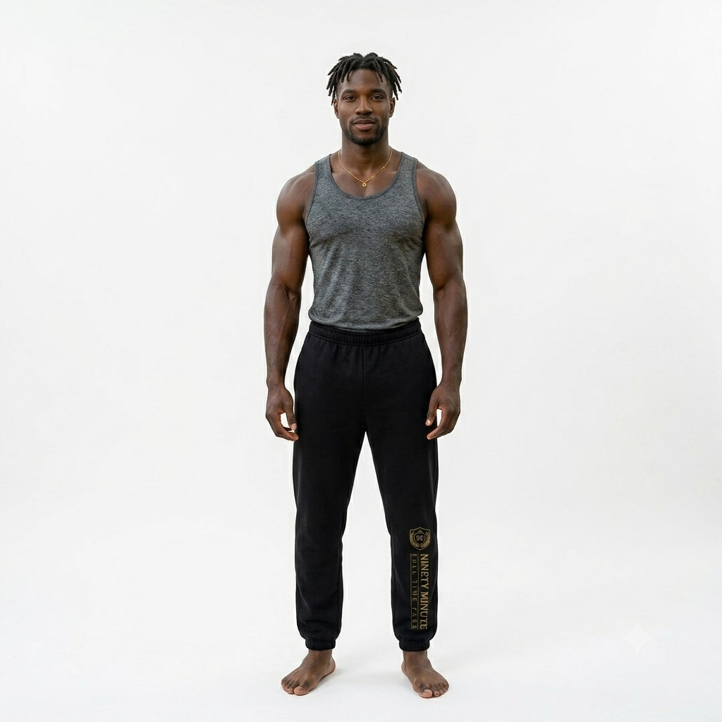Ninety Minute | Gold Crest Logo Sweatpants | Men’s Heavyweight Fleece Joggers